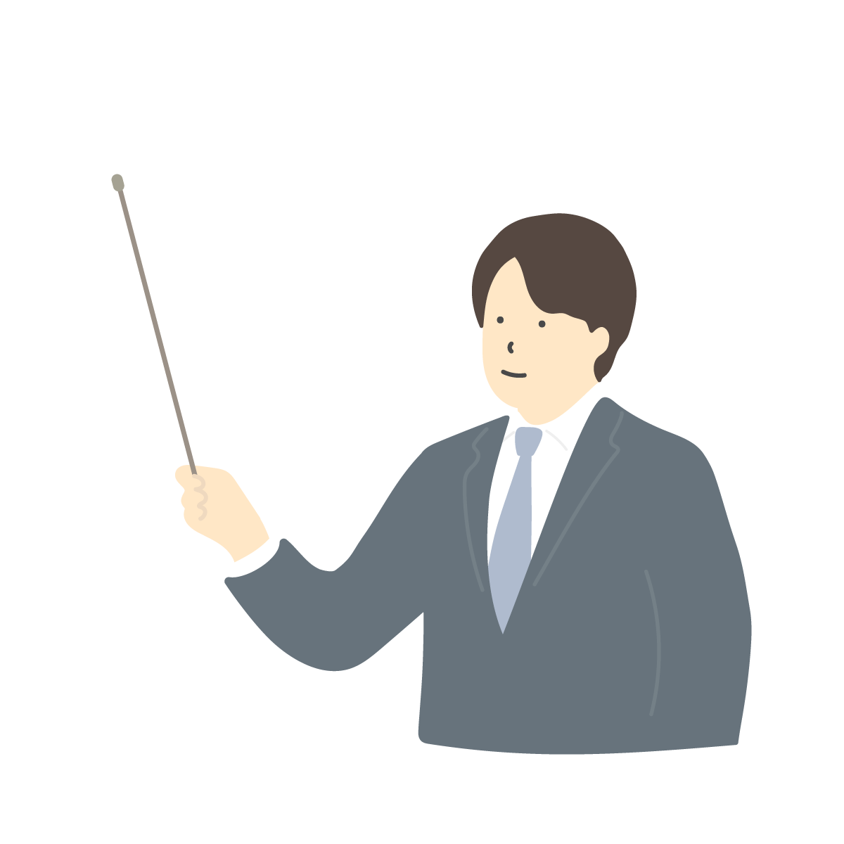 説明する指示棒を持った男性のイラスト