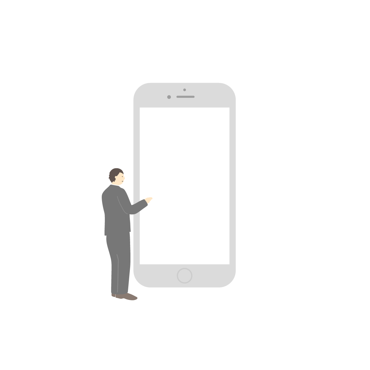 スマホを触る人、スマホを操作する人のイラスト