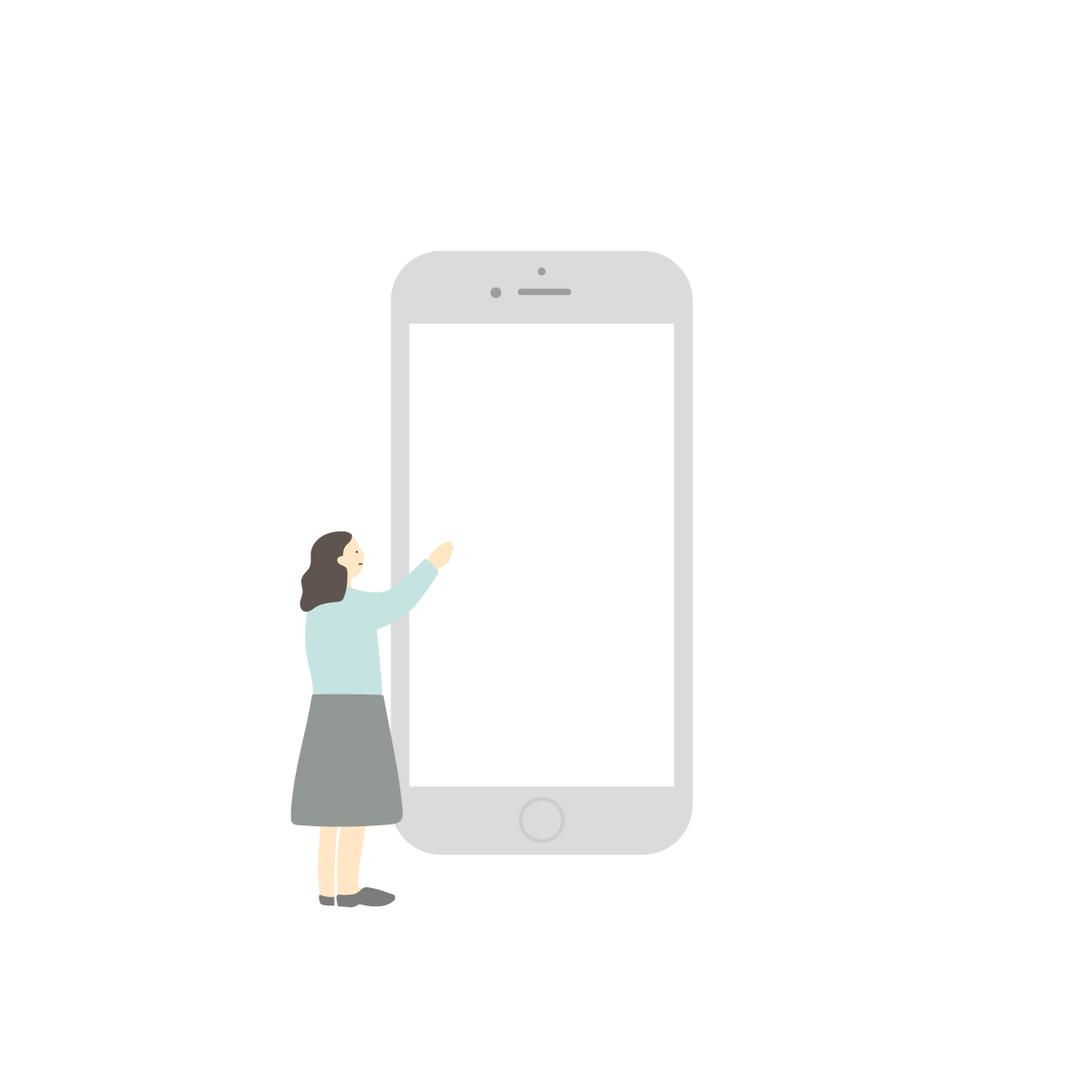 スマホを触る人、スマホを操作する人のイラスト