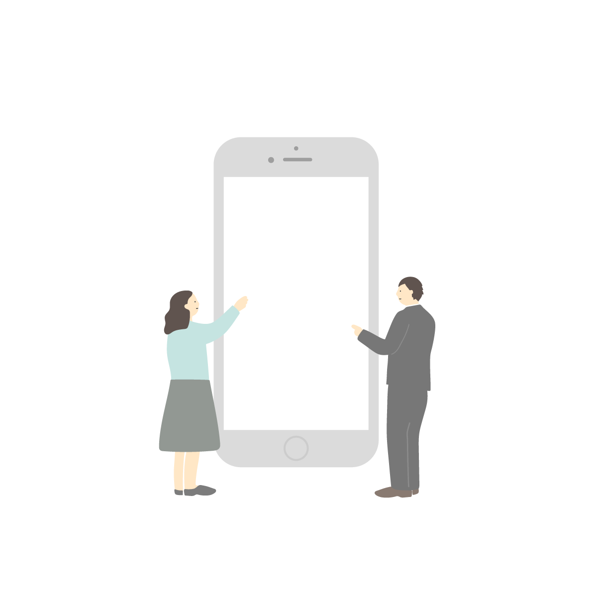 スマホを触る人、スマホを操作する人のイラスト